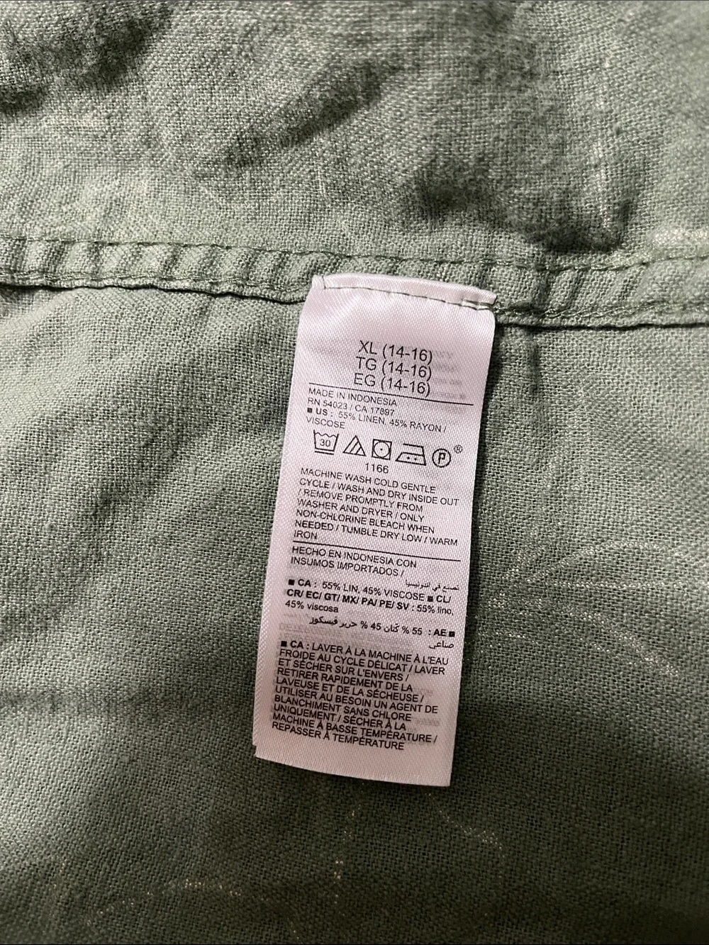 Old Navy Green Short-Sleeve Linen Blend Button-Up Shirt XL